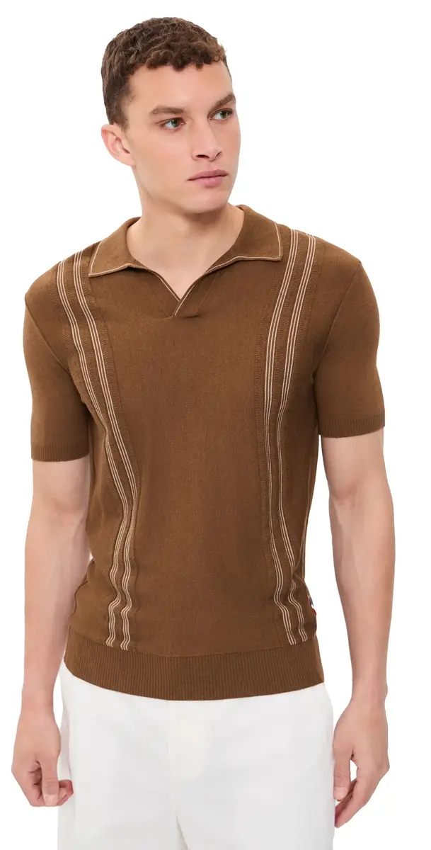 Orlebar Brown Horton Chevron Stripe Polo Chestnut/Chai | Image 1 Orlebar Brown Horton Chevron Stripe Polo Chestnut/Chai | Image 1