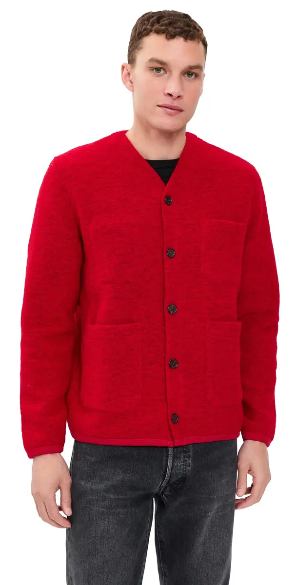 UNIVERSAL WORKS Wool Fleece Cardigan carlet | Image 1 UNIVERSAL WORKS Wool Fleece Cardigan carlet | Image 1