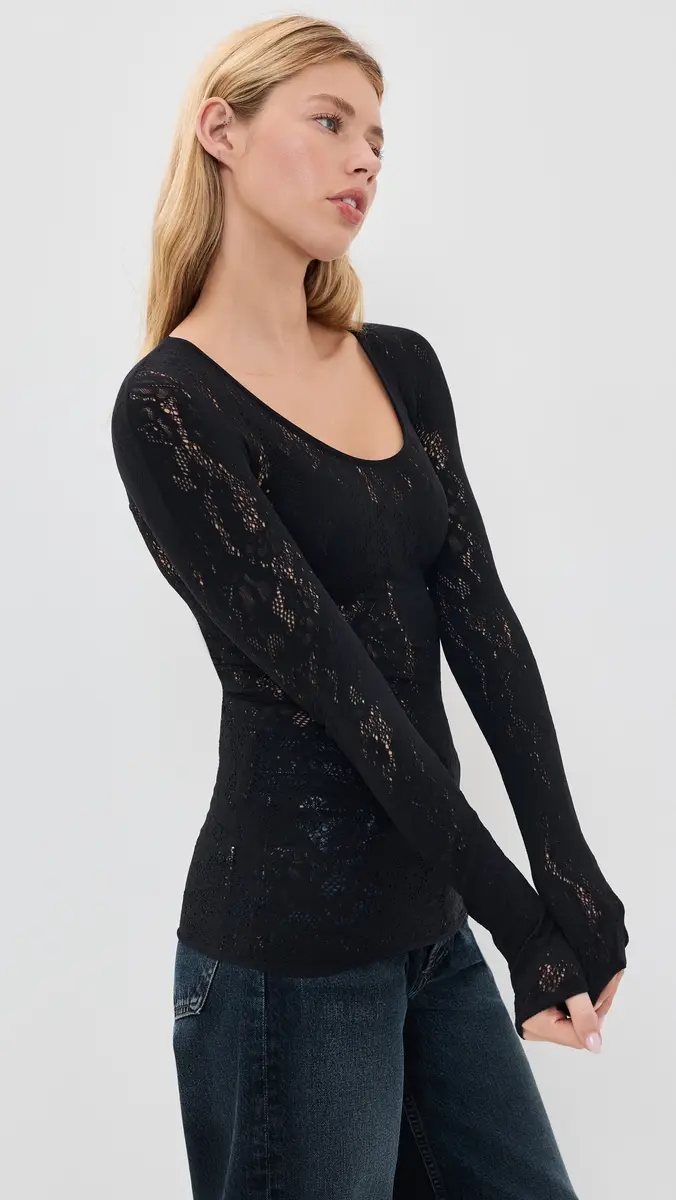 Wolford Infinite Rose Net Long Sleeve Tee | Thumbnail 4 Wolford Infinite Rose Net Long Sleeve Tee | Thumbnail 4