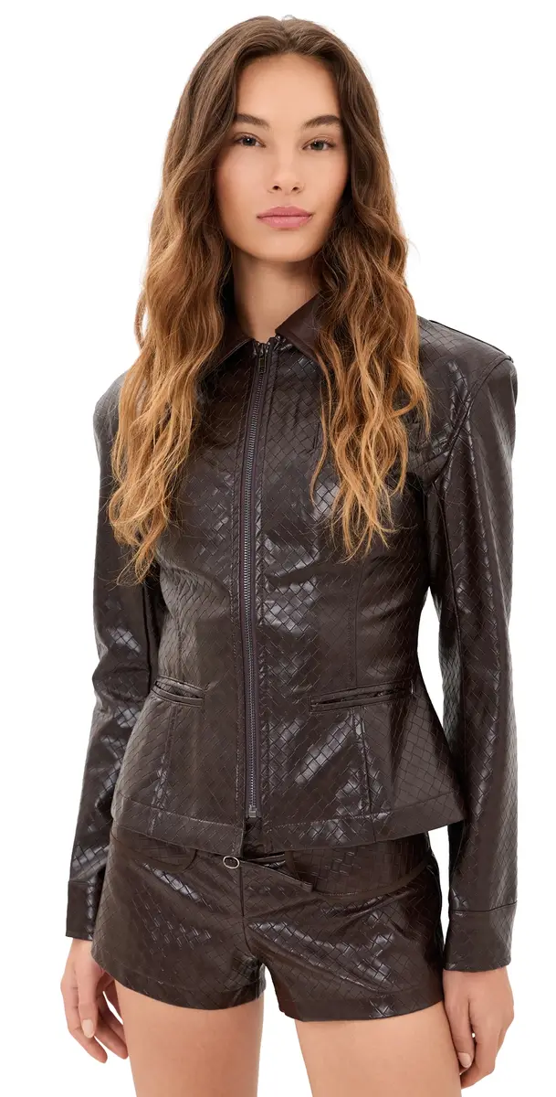 Lioness oho Faux Leather Jacket Coffee | Image 1 Lioness oho Faux Leather Jacket Coffee | Image 1