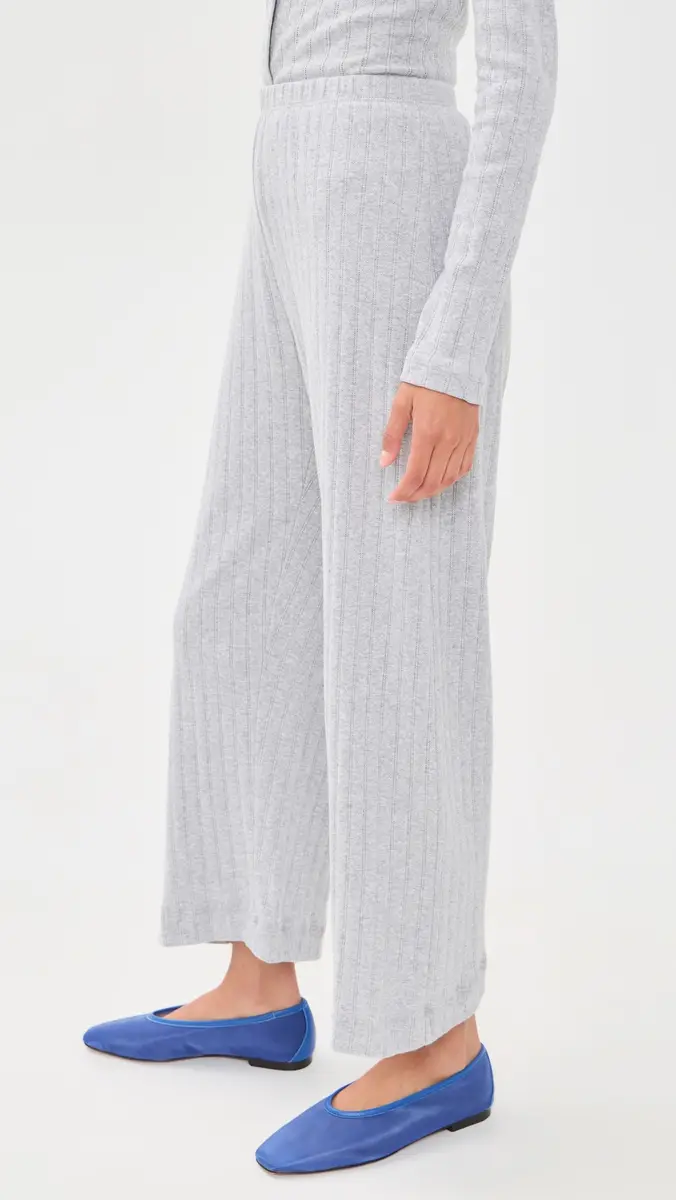 LESET Pointelle Crop Wide Leg Pants | Thumbnail 4