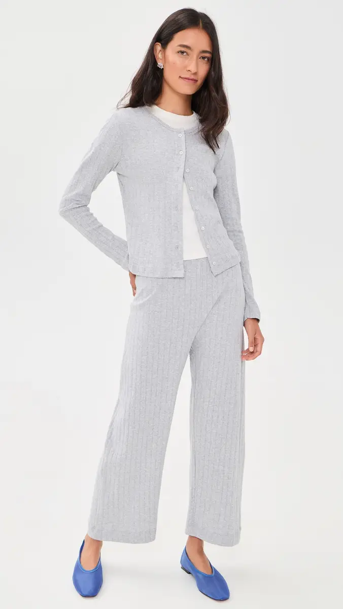 LESET Pointelle Crop Wide Leg Pants | Thumbnail 5