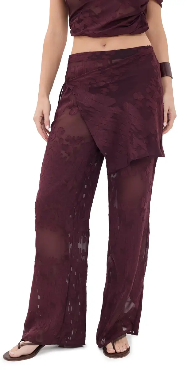 ROAME Tallow heer Burnout Wrap Pants Mulberry Jacquard | Image 1 ROAME Tallow heer Burnout Wrap Pants Mulberry Jacquard | Image 1