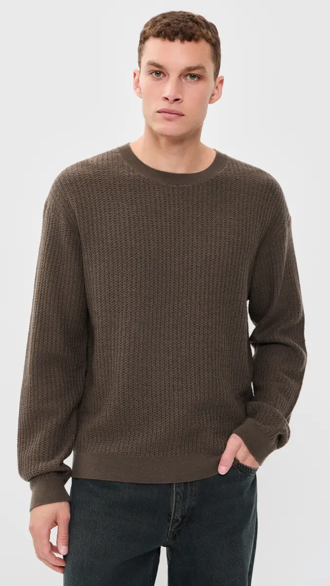 Frame Textured Crew Neck Wool Sweater | Thumbnail 2 Frame Textured Crew Neck Wool Sweater | Thumbnail 2