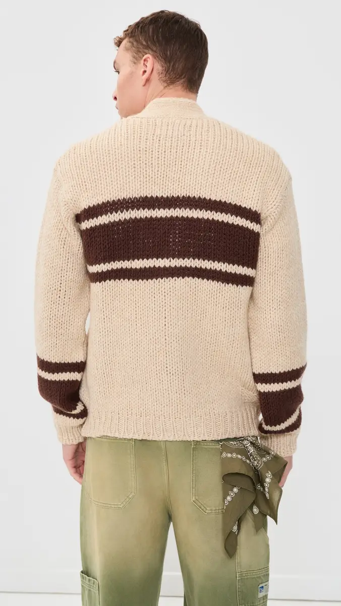 UNIVERSAL WORKS Langdale Chunky Knit Stripe Cardigan | Thumbnail 3