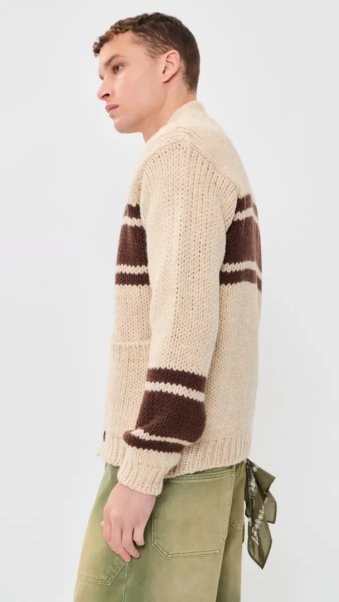 UNIVERSAL WORKS Langdale Chunky Knit Stripe Cardigan | Thumbnail 4