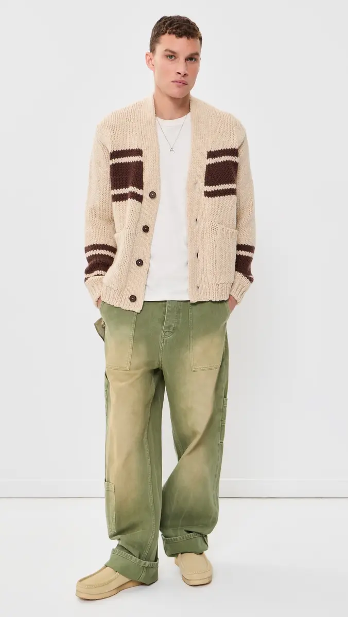 UNIVERSAL WORKS Langdale Chunky Knit Stripe Cardigan | Thumbnail 5