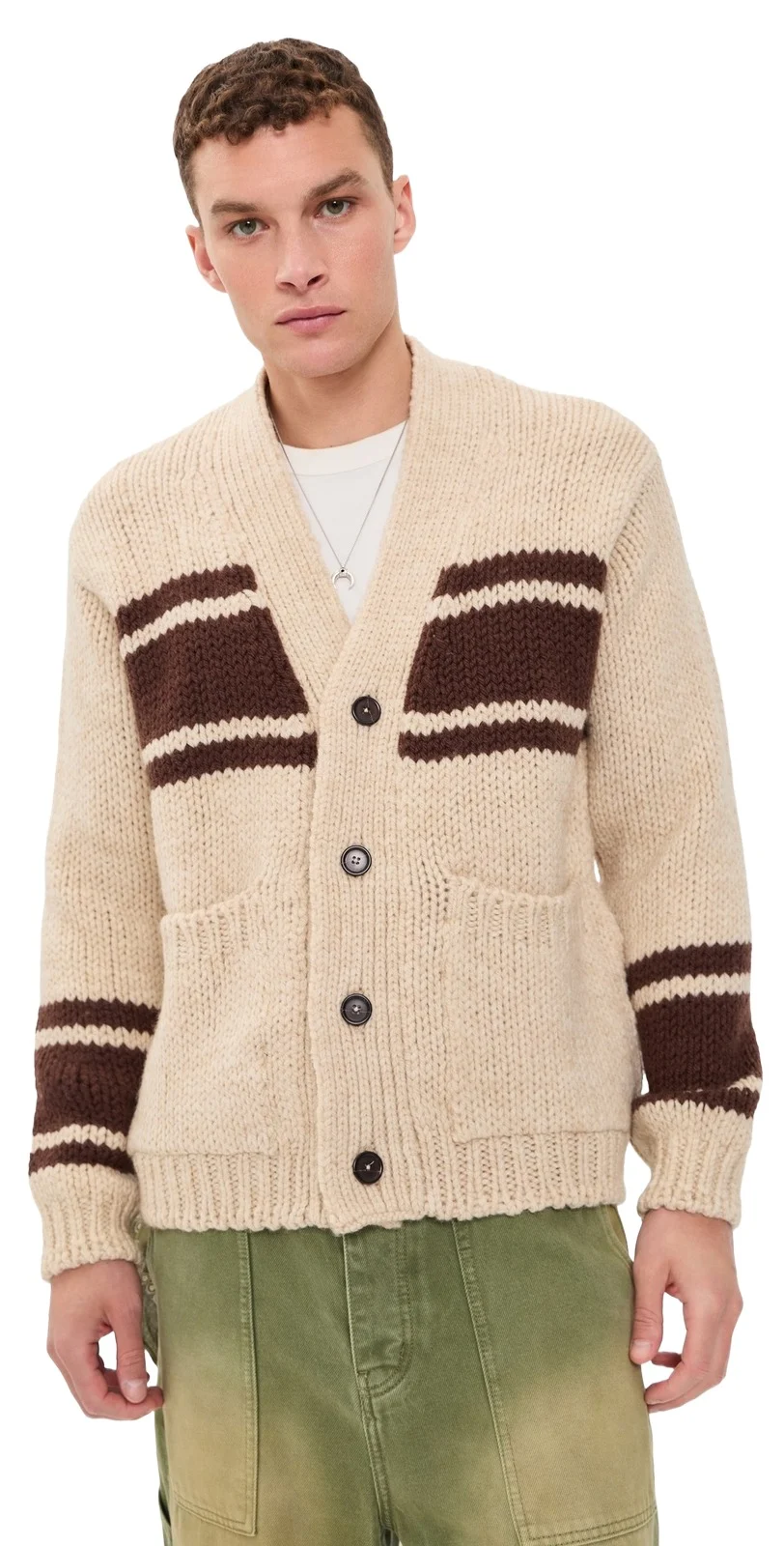 UNIVERSAL WORKS Langdale Chunky Knit Stripe Cardigan