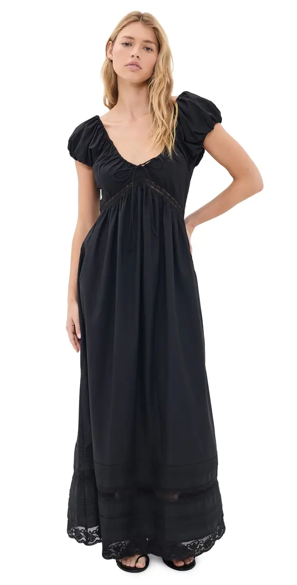 Faithfull Elodia Maxi Dress ia Lace Black | Image 1 Faithfull Elodia Maxi Dress ia Lace Black | Image 1