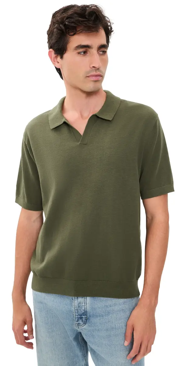 Madewell Johnny Collar Sweater Polo Olive Drab | Image 1 Madewell Johnny Collar Sweater Polo Olive Drab | Image 1