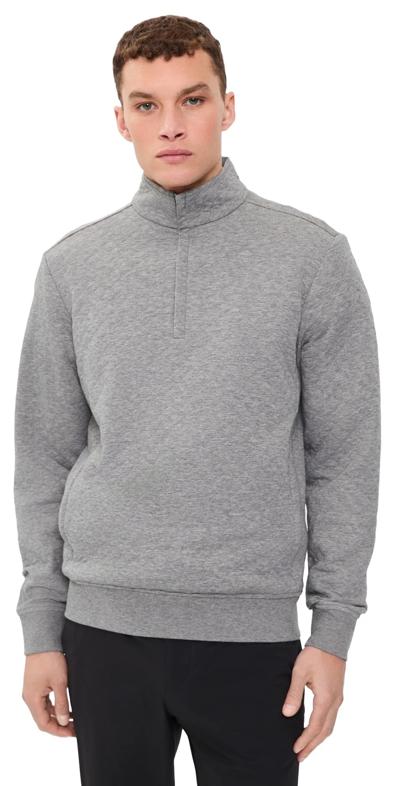 Quilted Double Knit Quarter Zip Pullover