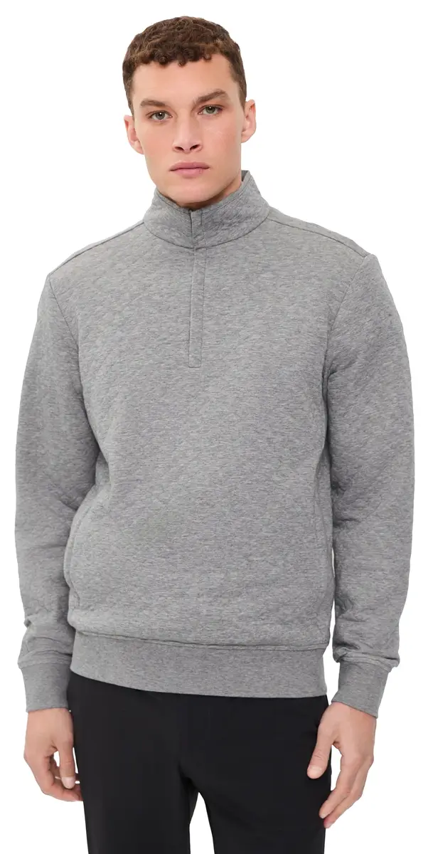 RLX Ralph Lauren Quilted Double Knit Quarter Zip Pullover etalic Grey Heather | Image 1 RLX Ralph Lauren Quilted Double Knit Quarter Zip Pullover etalic Grey Heather | Image 1
