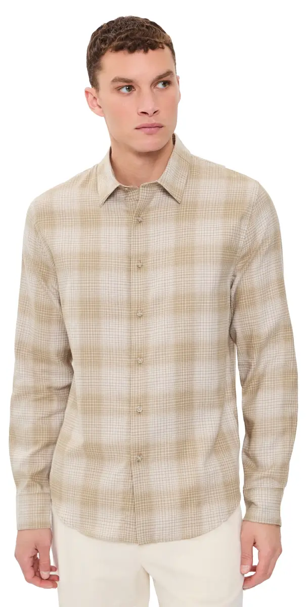 Vince Ballow Plaid Long Sleeve Shirt H Oatmeal Combo | Image 1 Vince Ballow Plaid Long Sleeve Shirt H Oatmeal Combo | Image 1