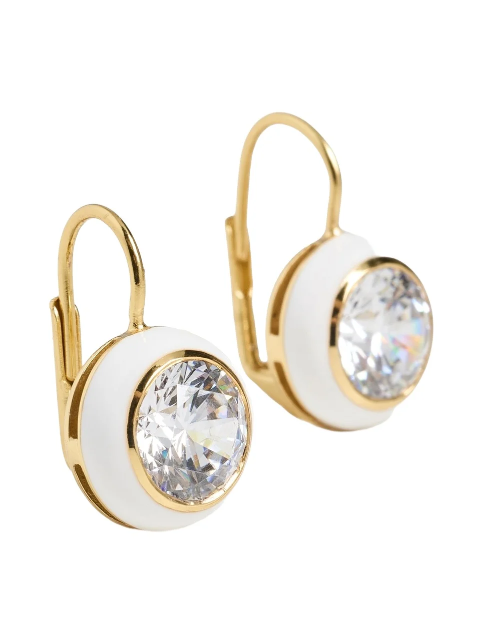 Enamel Bezel Drop Earrings