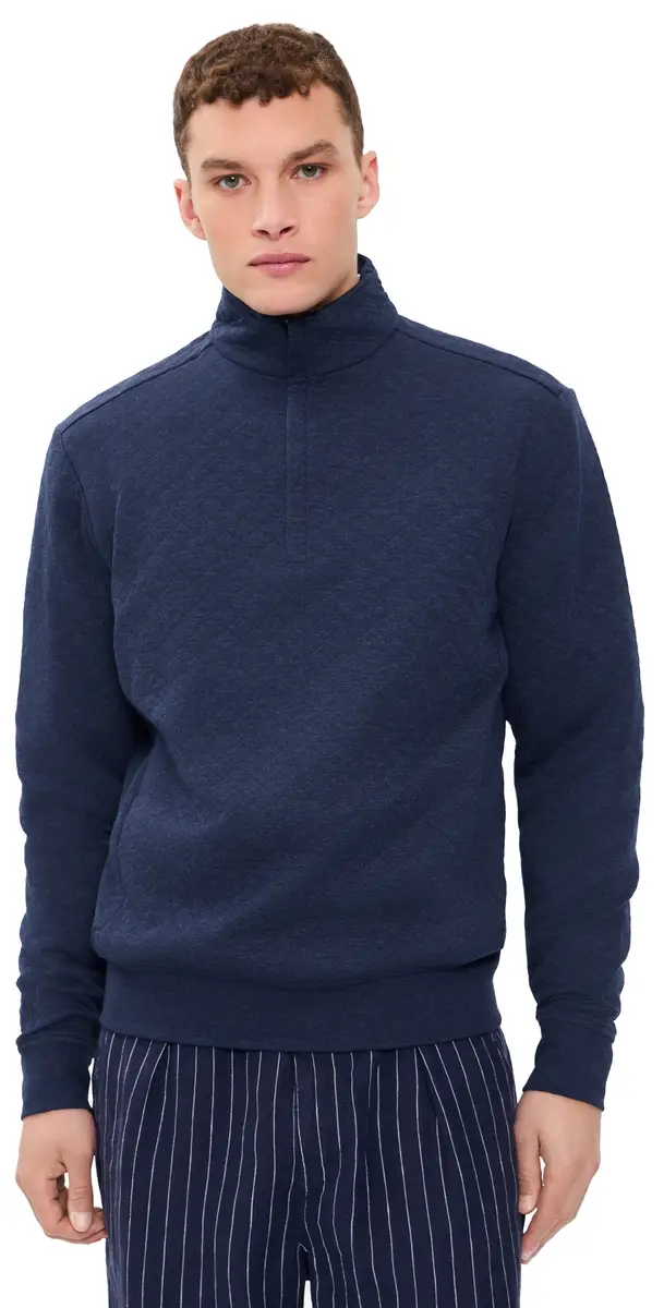 RLX Ralph Lauren Quilted Double Knit Quarter Zip Spring Navy Heather M | Image 1 RLX Ralph Lauren Quilted Double Knit Quarter Zip Spring Navy Heather M | Image 1