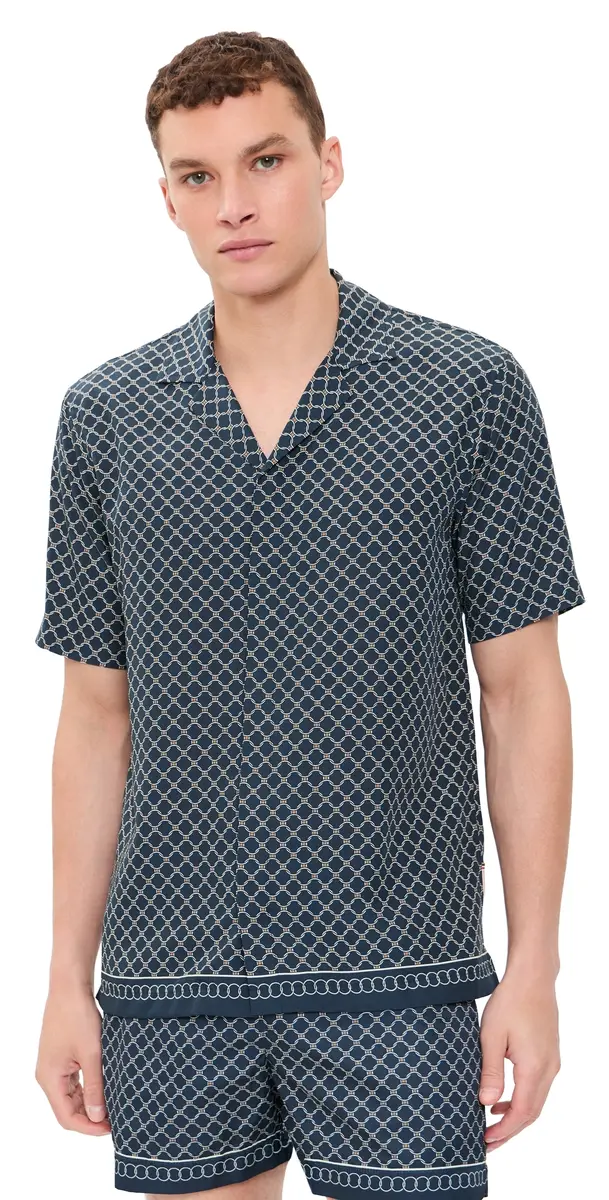 Orlebar Brown Maitan Tessoro Collared Shirt Night Iris | Image 1 Orlebar Brown Maitan Tessoro Collared Shirt Night Iris | Image 1