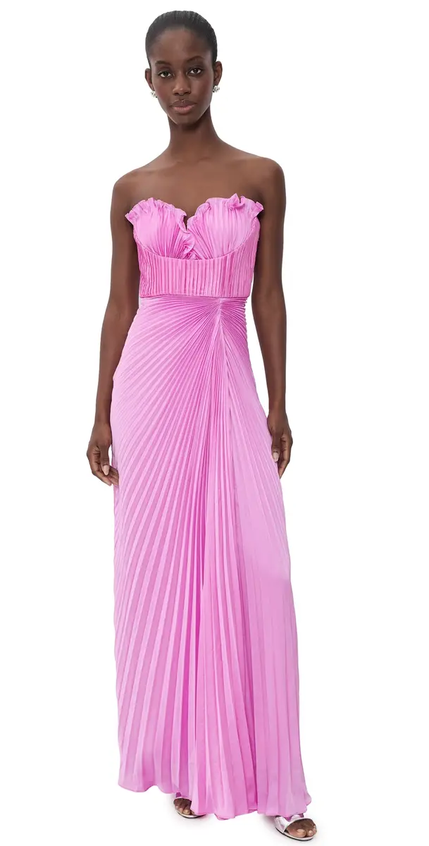 AMUR Kaylani Pleated Gown Pink Horizon | Image 1 AMUR Kaylani Pleated Gown Pink Horizon | Image 1