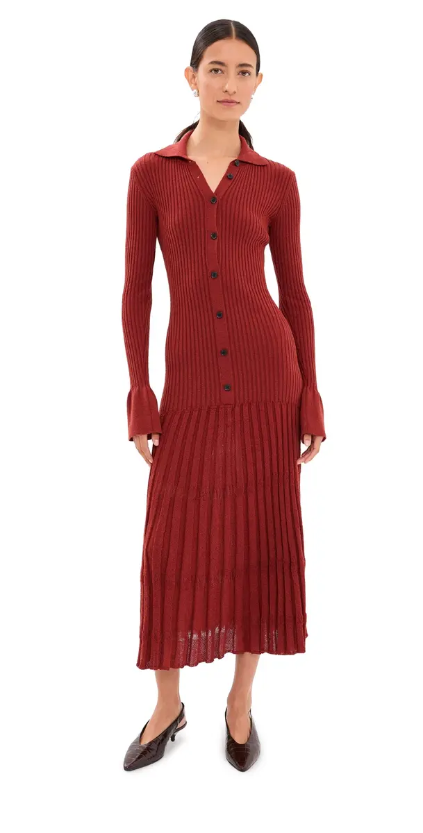 Proenza Schouler Textured Rosario Dress Rust | Image 1 Proenza Schouler Textured Rosario Dress Rust | Image 1