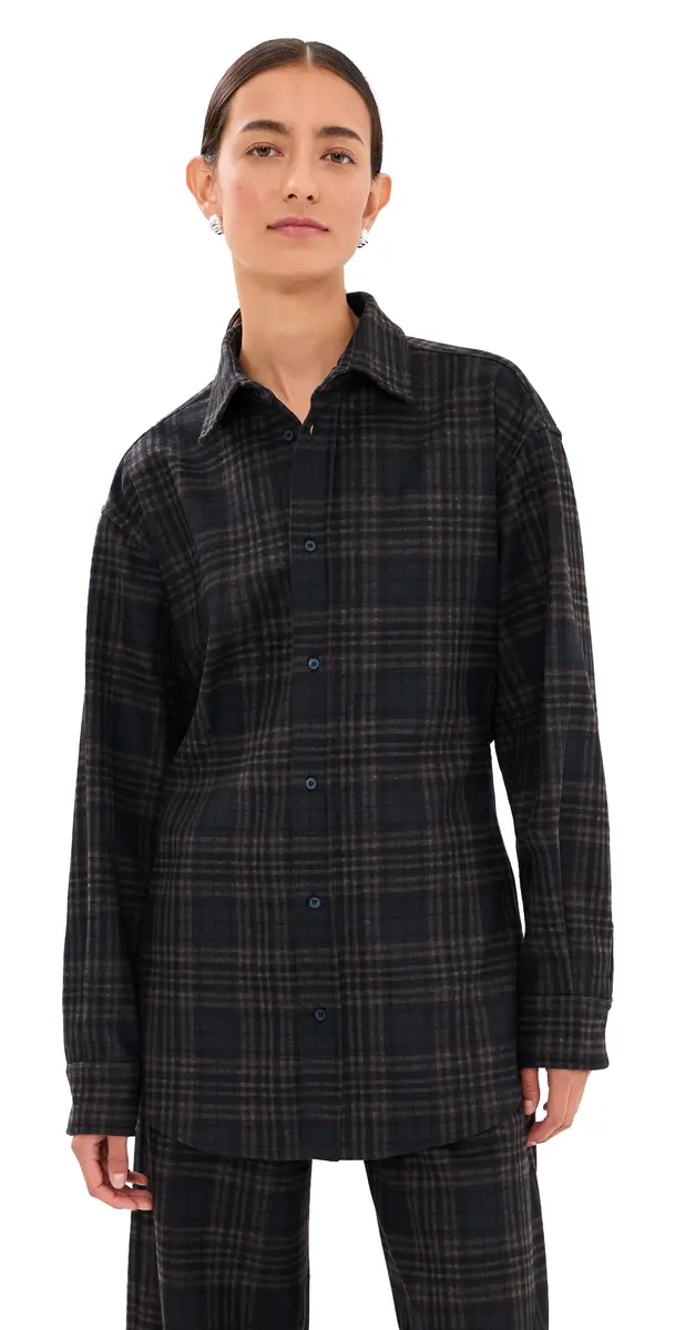 DARKPARK Anne Tartan Tailored Button Down Shirt Blue/Grey/Red | Image 1 DARKPARK Anne Tartan Tailored Button Down Shirt Blue/Grey/Red | Image 1