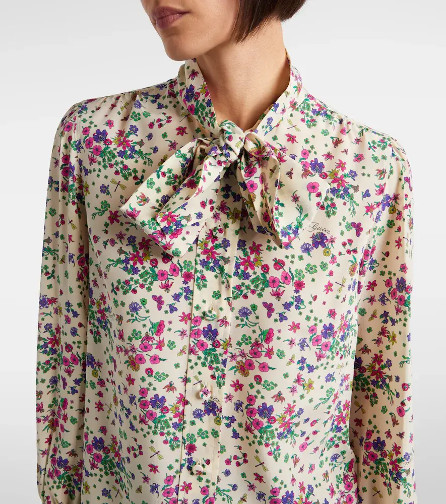 Gucci Floral tie-neck silk shirt | Thumbnail 3 Gucci Floral tie-neck silk shirt | Thumbnail 3