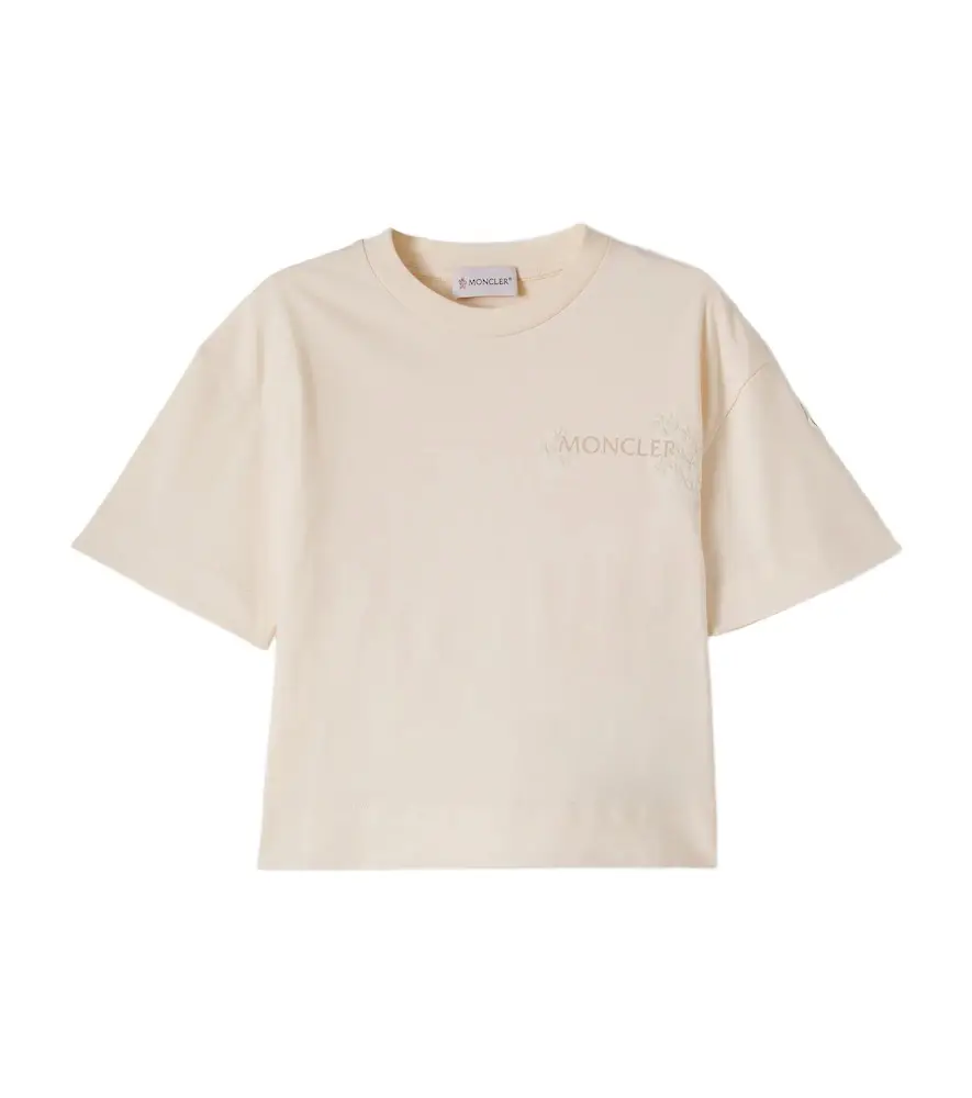 Moncler Enfant Logo embroidered cotton T-shirt | Image 1 Moncler Enfant Logo embroidered cotton T-shirt | Image 1