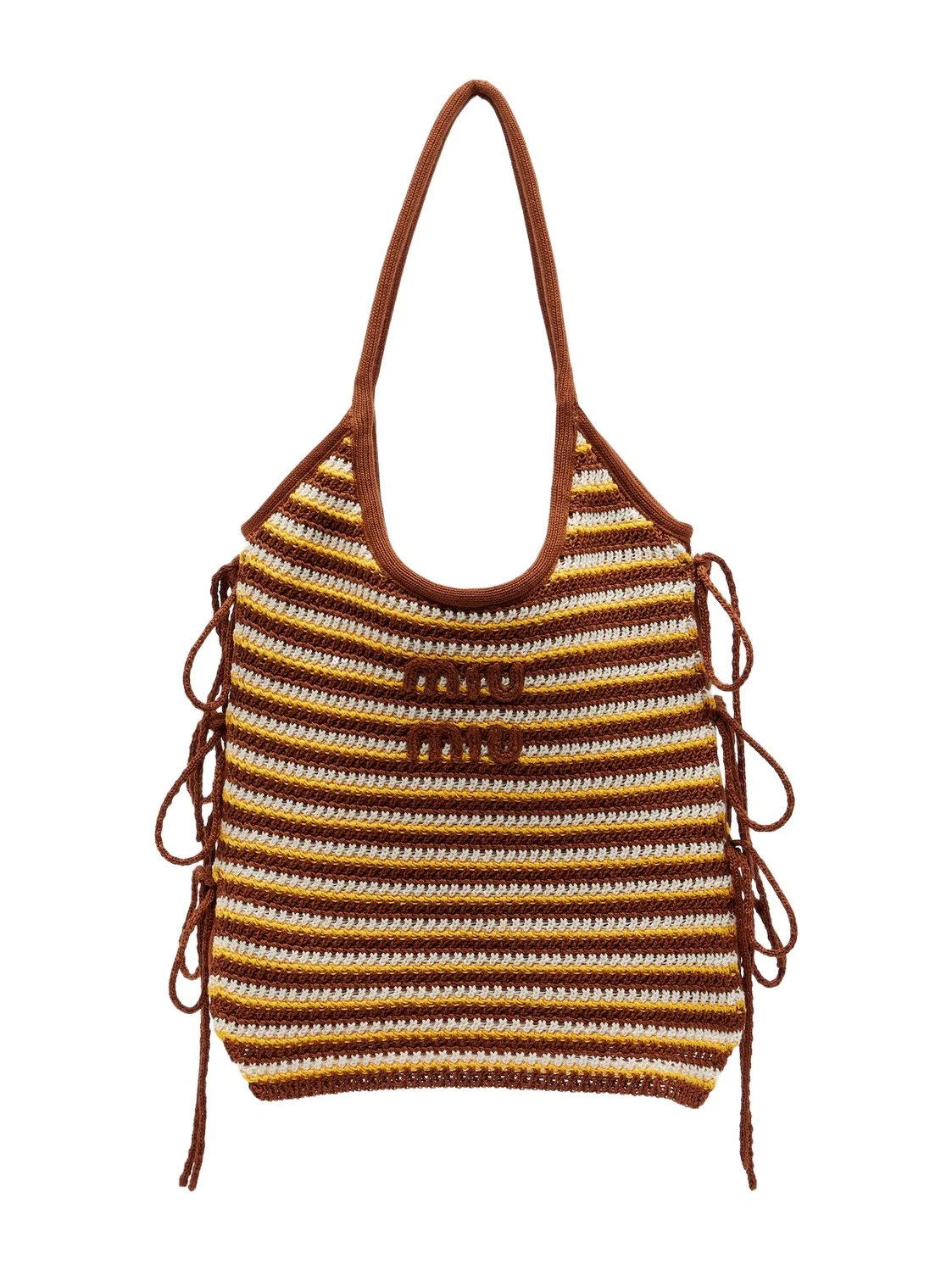 Miu Miu Ivy crochet striped shopper