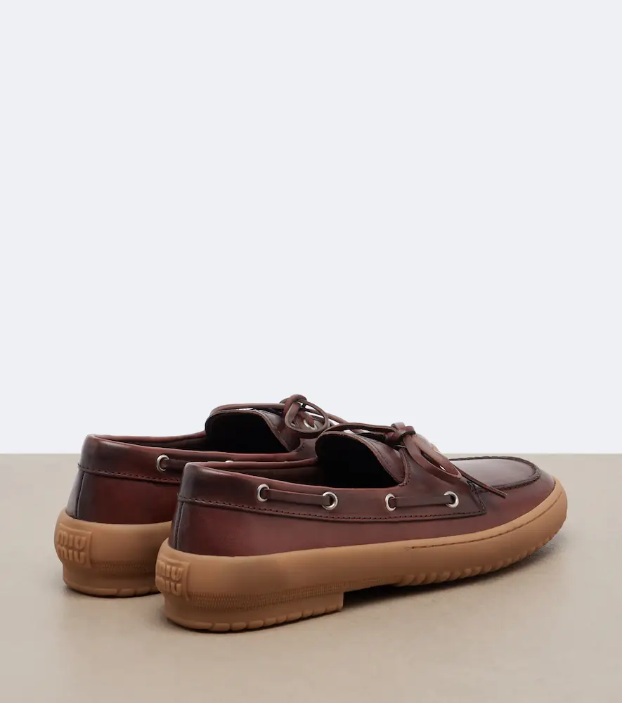 Miu Miu Leather boat shoes | Thumbnail 2 Miu Miu Leather boat shoes | Thumbnail 2