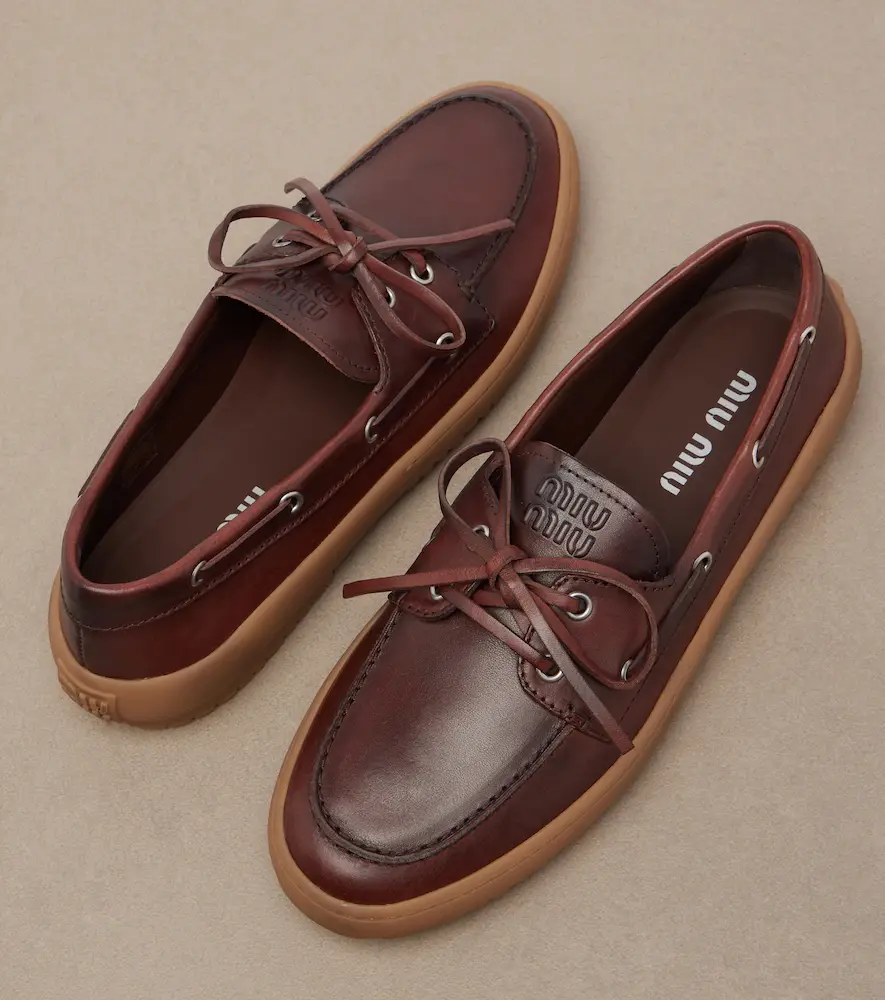 Miu Miu Leather boat shoes | Thumbnail 3 Miu Miu Leather boat shoes | Thumbnail 3
