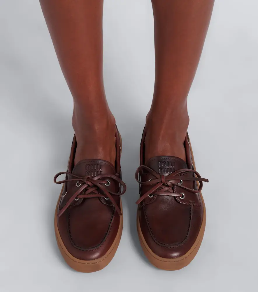 Miu Miu Leather boat shoes | Thumbnail 6 Miu Miu Leather boat shoes | Thumbnail 6