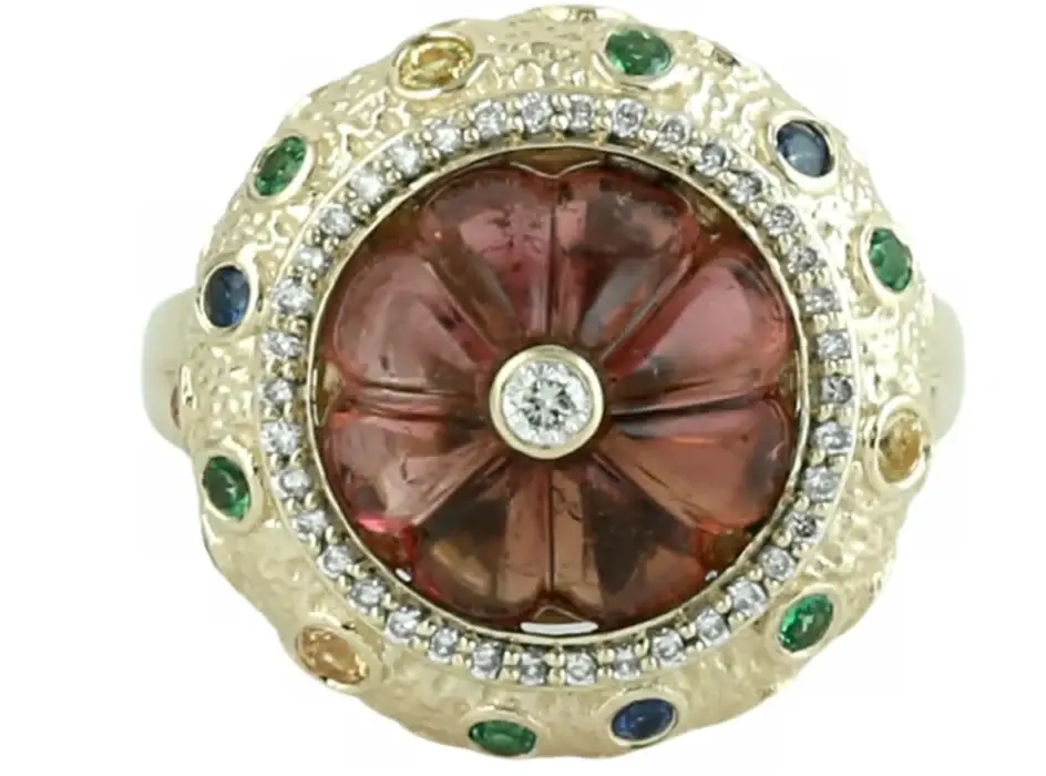 Wish Fine Jewelry 0.24ct Diamond 14K Gold Flower Cocktail Ring | Image 1 Wish Fine Jewelry 0.24ct Diamond 14K Gold Flower Cocktail Ring | Image 1