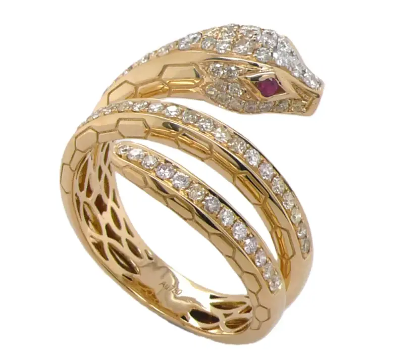 Wish Fine Jewelry 0.74ct Diamond Ruby 18K Gold Snake Spiral Ring | Image 1 Wish Fine Jewelry 0.74ct Diamond Ruby 18K Gold Snake Spiral Ring | Image 1