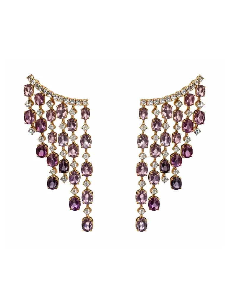 21.62ct Diamond Sapphire 18K Gold Cascade Earrings
