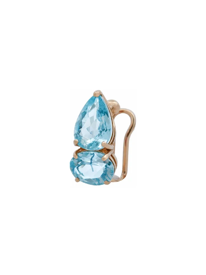 Wish Fine Jewelry 6.35ct Aquamarine 18K Gold Two Stone Ear Cuff