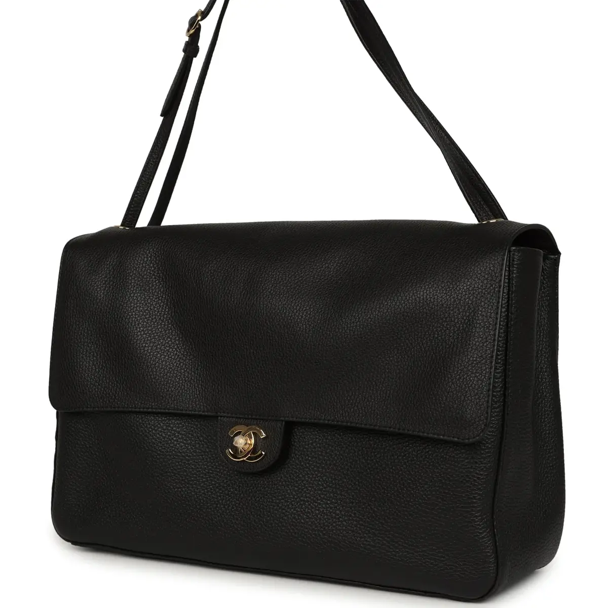 Chanel Chanel Maxi "Souplissimo" Large Flap Bag Black Grained Calfskin Gold Hardware | Thumbnail 4