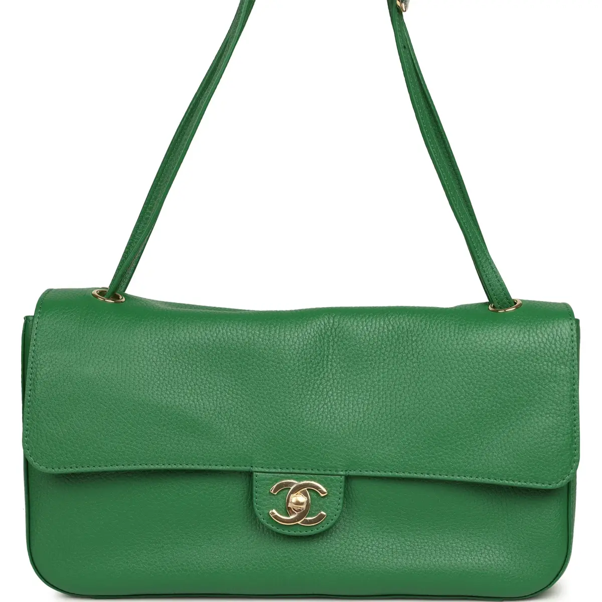 Chanel Chanel Maxi "Souplissimo" Small Flap Bag Green Grained Calfskin Gold Hardware | Image 1 Chanel Chanel Maxi "Souplissimo" Small Flap Bag Green Grained Calfskin Gold Hardware | Image 1