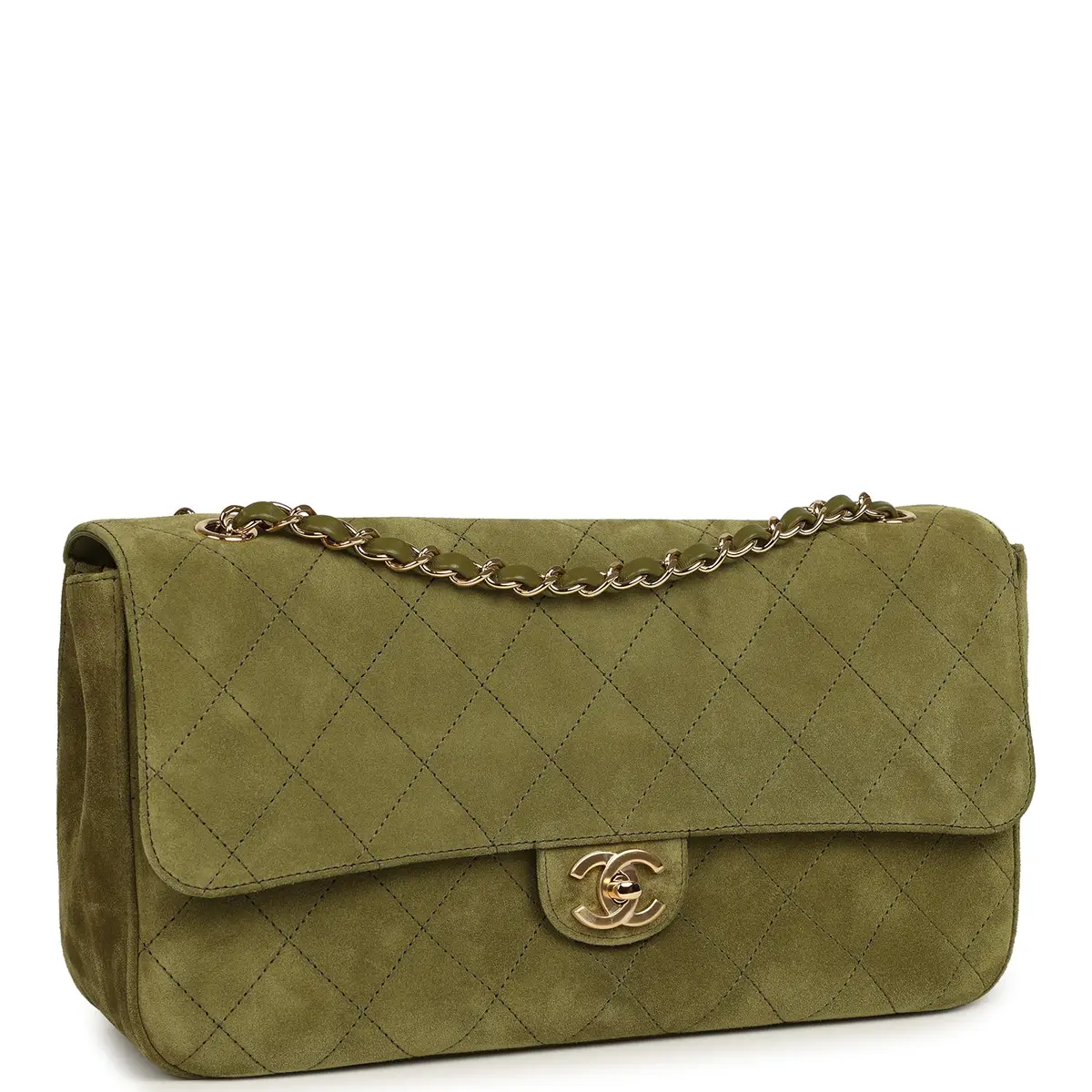 Chanel Chanel Maxi "Souplissimo" Small Flap Bag Khaki Suede Gold Hardware | Thumbnail 2 Chanel Chanel Maxi "Souplissimo" Small Flap Bag Khaki Suede Gold Hardware | Thumbnail 2