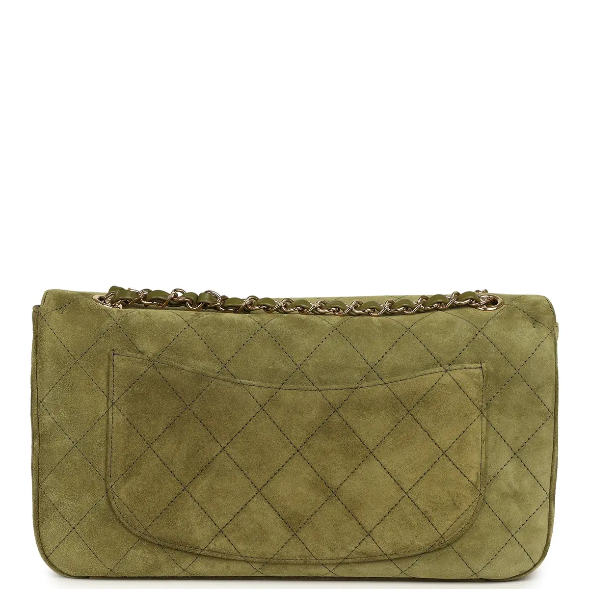 Chanel Chanel Maxi "Souplissimo" Small Flap Bag Khaki Suede Gold Hardware | Thumbnail 3 Chanel Chanel Maxi "Souplissimo" Small Flap Bag Khaki Suede Gold Hardware | Thumbnail 3