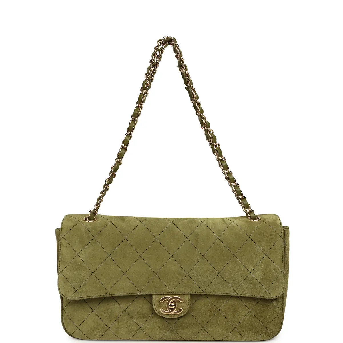 Chanel Chanel Maxi "Souplissimo" Small Flap Bag Khaki Suede Gold Hardware | Thumbnail 7 Chanel Chanel Maxi "Souplissimo" Small Flap Bag Khaki Suede Gold Hardware | Thumbnail 7