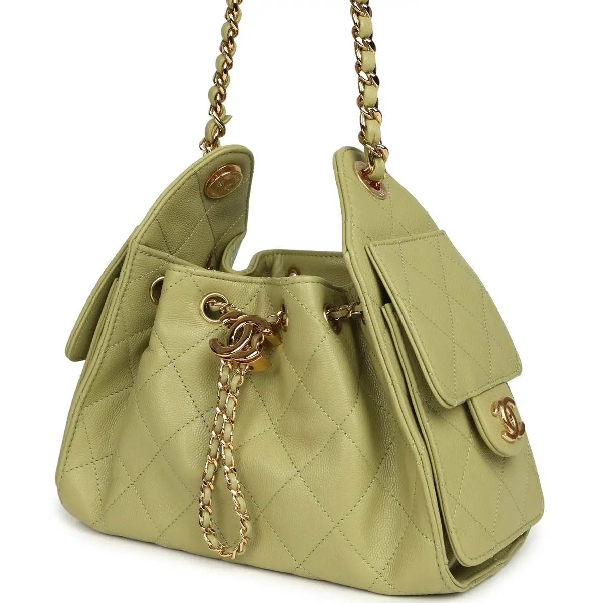 Chanel Chanel Mini 25 Hobo Bag Green Caviar Gold Hardware | Thumbnail 5