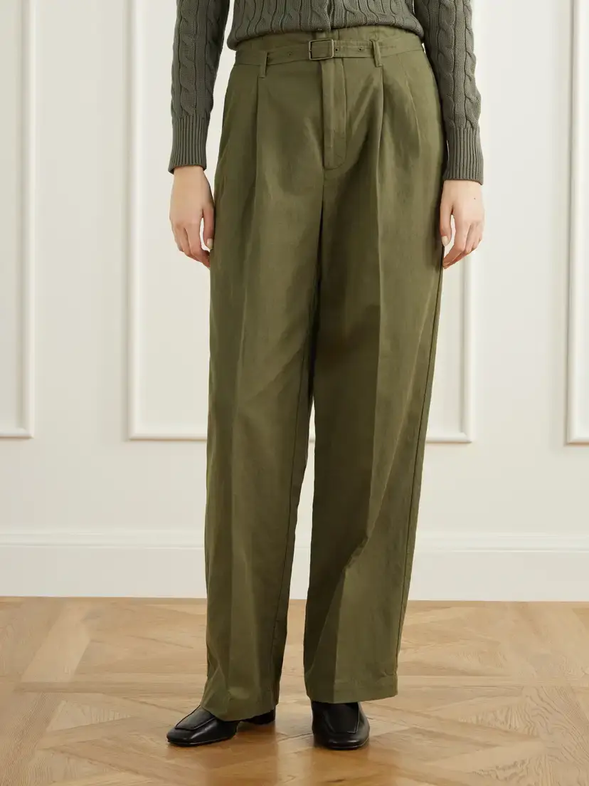 Polo Ralph Lauren Belted Cotton And Linen-blend Canvas Wide-leg Pants | Thumbnail 3