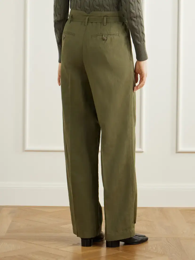Polo Ralph Lauren Belted Cotton And Linen-blend Canvas Wide-leg Pants | Thumbnail 4