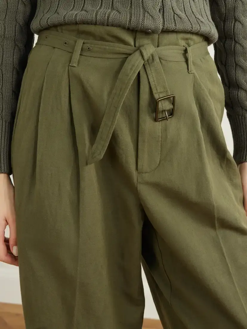 Polo Ralph Lauren Belted Cotton And Linen-blend Canvas Wide-leg Pants | Thumbnail 5