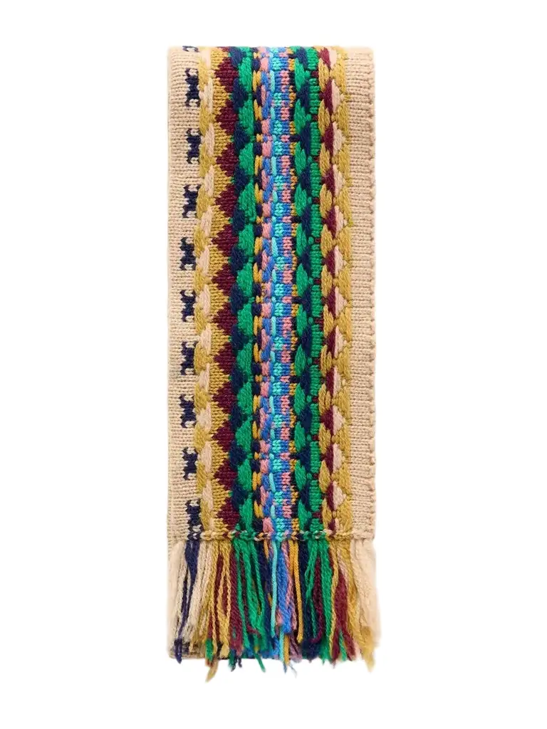 Dries Van Noten Fringed Intrasia-knit Wool Scarf | Image 1 Dries Van Noten Fringed Intrasia-knit Wool Scarf | Image 1