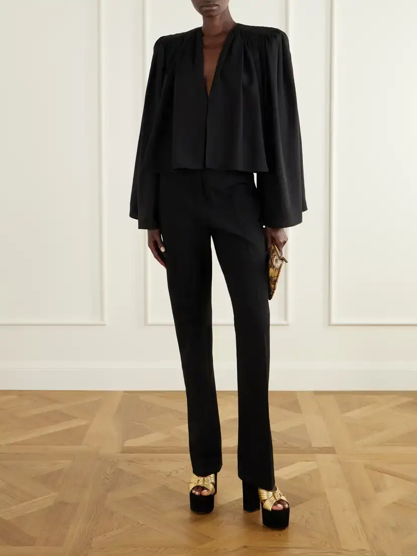 Valentino Garavani Silk-crepe Crop Jacket | Thumbnail 2 Valentino Garavani Silk-crepe Crop Jacket | Thumbnail 2