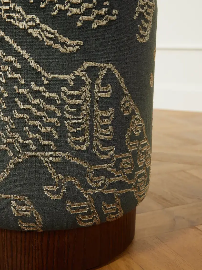 SIX THE RESIDENCE Tiger Mountain Jacquard-velvet Wood Pouf | Thumbnail 4 SIX THE RESIDENCE Tiger Mountain Jacquard-velvet Wood Pouf | Thumbnail 4