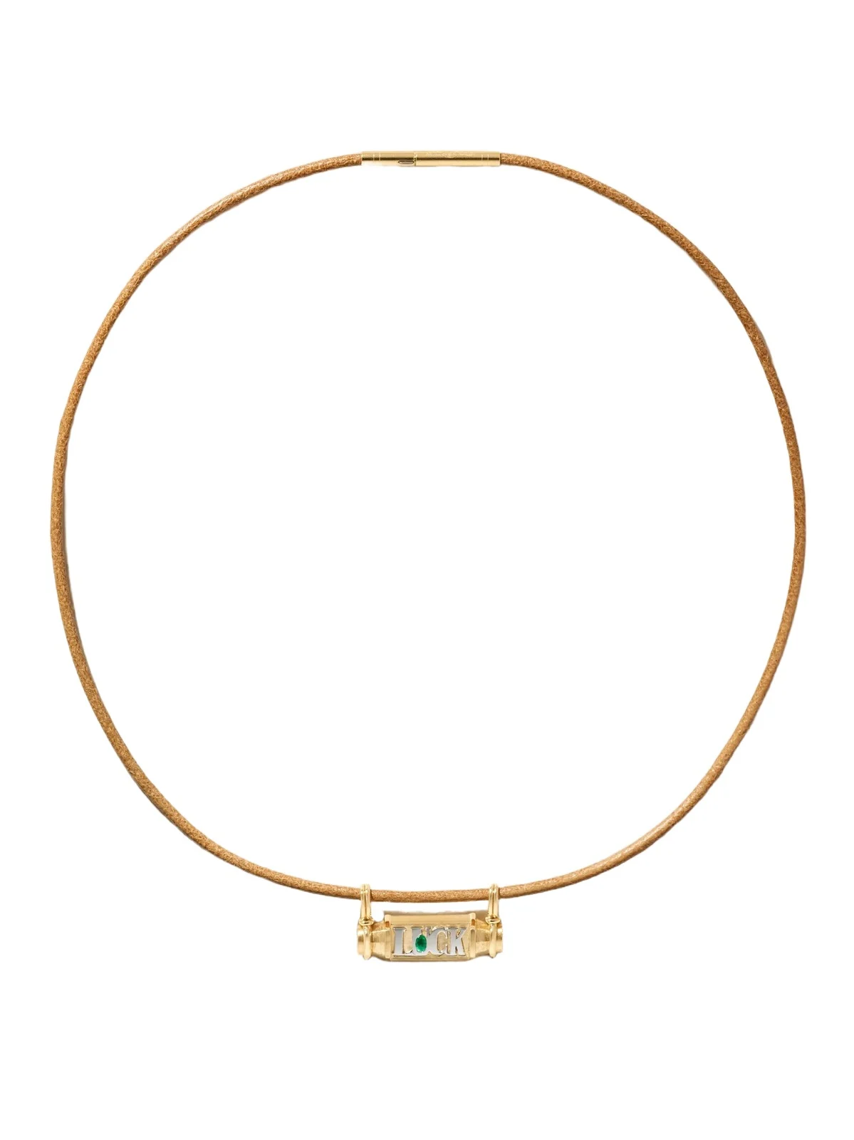 Luck 18-karat Yellow And White Gold, Emerald And Leather Necklace Luck 18-karat Yellow And White Gold, Emerald And Leather Necklace