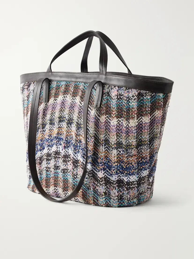 Missoni Trapezoid Medium Leather-trimmed Metallic Crochet-knit Tote | Thumbnail 4