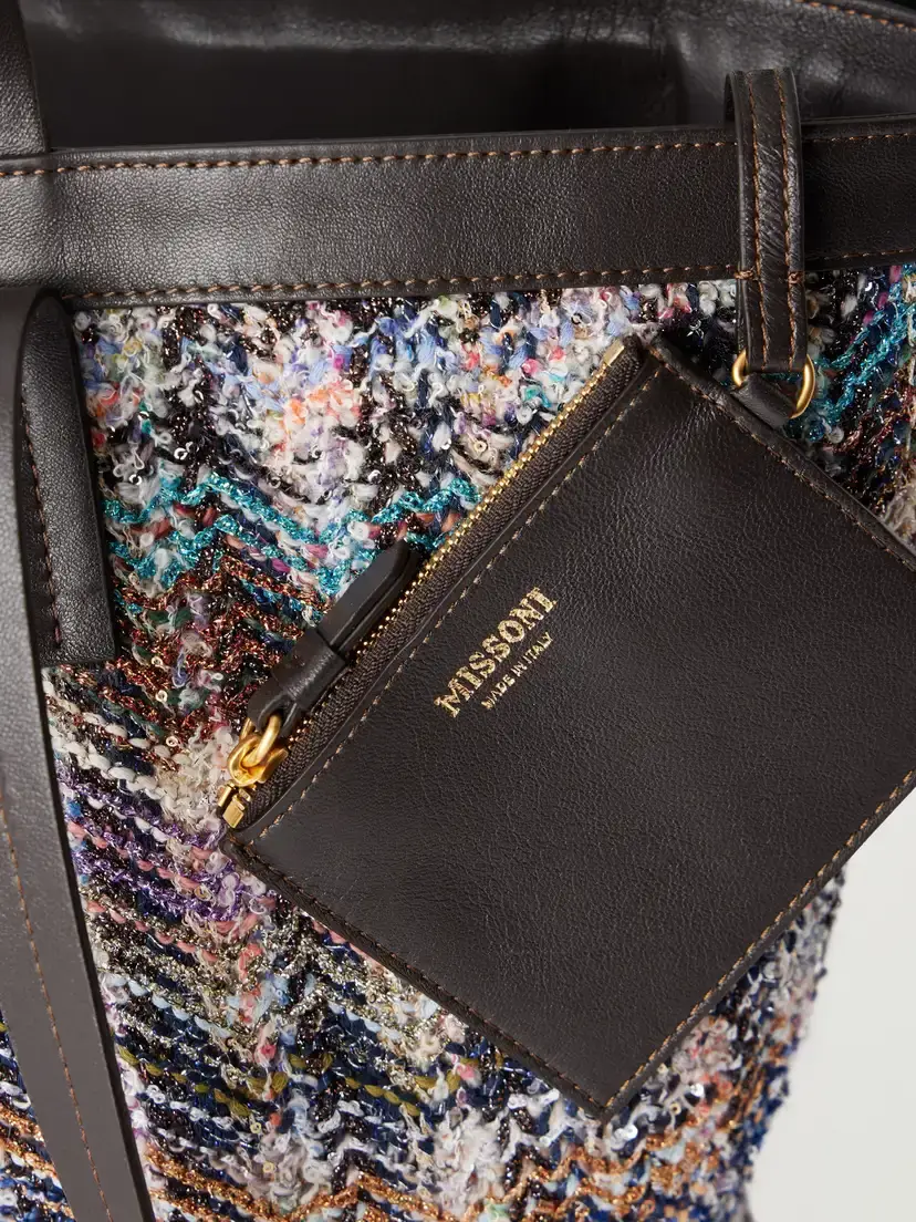 Missoni Trapezoid Medium Leather-trimmed Metallic Crochet-knit Tote | Thumbnail 5