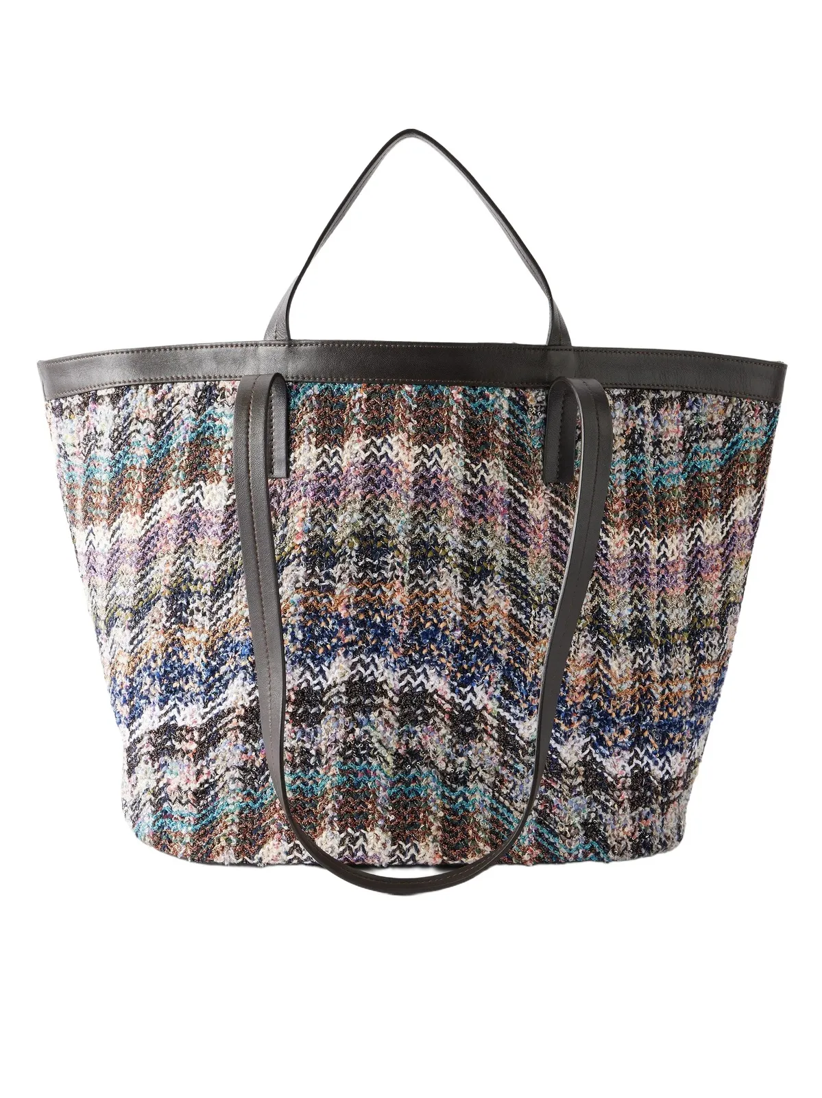 Missoni Trapezoid Medium Leather-trimmed Metallic Crochet-knit Tote
