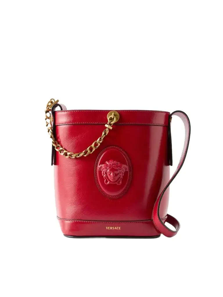 Versace Pivot Mini Leather Bucket Bag | Image 1 Versace Pivot Mini Leather Bucket Bag | Image 1